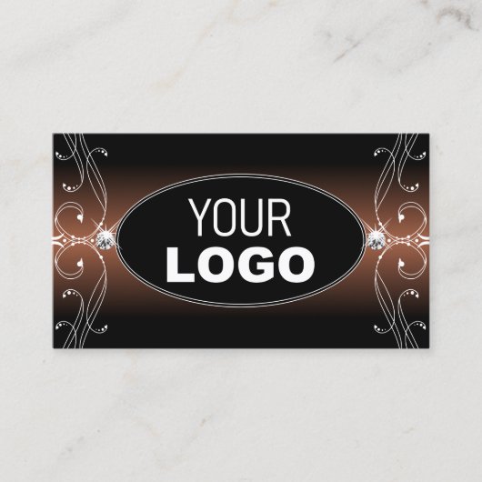 Elegant Black Brown  Sparkle Jewelen voegen Logo t Visitekaartje (Voorkant)