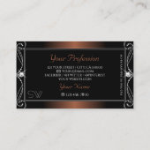 Elegant Black Brown  Sparkle Jewels Monogram Visitekaartje (Achterkant)