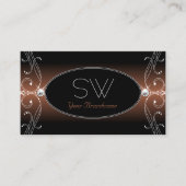 Elegant Black Brown  Sparkle Jewels Monogram Visitekaartje (Voorkant)