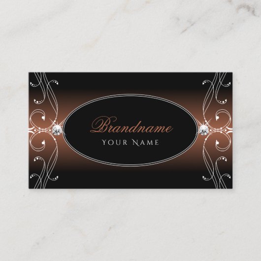 Elegant Black Brown  Sparkle Jewels Stylish Visitekaartje (Voorkant)