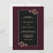 Elegant Black Burgundy Gold Wedding Kaart (Voorkant)