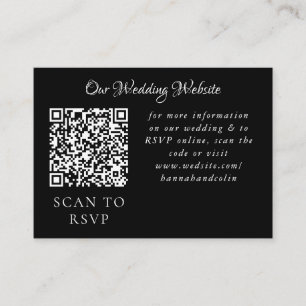 Elegant Black Burgundy Pink Floral Frame Web QR Informatiekaartje