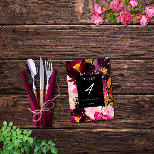 Elegant Black Burgundy Pink Floral Lijst Kaart