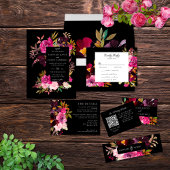 Elegant Black Burgundy Pink Floral Lijst Kaart