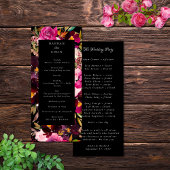 Elegant Black Burgundy Pink Floral Lijst Programmakaart