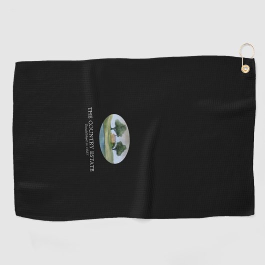 Elegant Black Business Personated Golfhanddoek (Horizontaal)