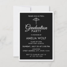 Elegant Black Caduceus Pharmacist Graduation Party