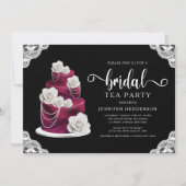 Elegant Black Cake and Lace Bridal Tea Party Kaart (Voorkant)