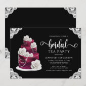 Elegant Black Cake and Lace Bridal Tea Party Kaart (Voorkant / Achterkant)