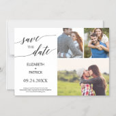 Elegant Black Calligraphy 3 Photo Save the Date Magnetische Uitnodiging (Voorkant)