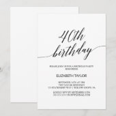 Elegant Black Calligraphy 40th Birthday Kaart (Voorkant / Achterkant)