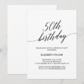 Elegant Black Calligraphy 50th Birthday Kaart (Voorkant / Achterkant)