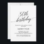 Elegant Black Calligraphy 50th Birthday Kaart<br><div class="desc">Deze elegante zwarte kalligrafie 50ste verjaardagsuitnodiging is perfect voor een eenvoudig verjaardagsfeest. Het neutrale ontwerp is voorzien van een minimalistische kaart die is voorzien van romantische en grillige typografie.</div>