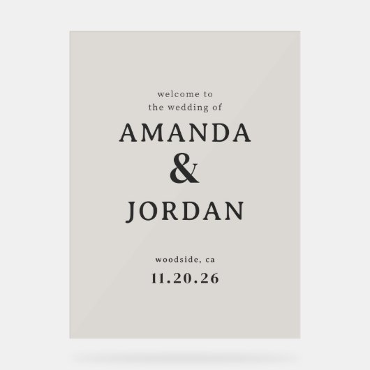 Elegant Black Calligraphy Acryl Bord (Voorkant)