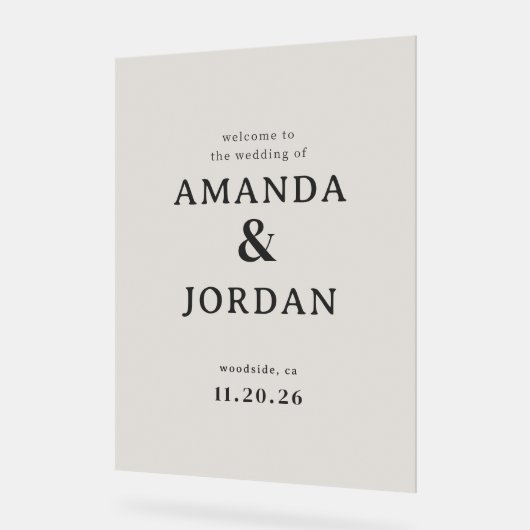 Elegant Black Calligraphy Acryl Bord (Hoek)