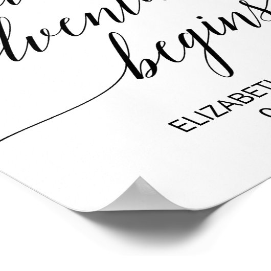 Elegant Black Calligraphy Adventure start Sign Poster (Hoek)