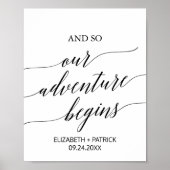 Elegant Black Calligraphy Adventure start Sign Poster (Voorkant)