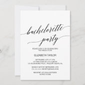 Elegant Black Calligraphy Bachelorette Party Kaart (Voorkant)
