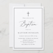 Elegant Black Calligraphy Baptism Invitation Kaart (Voorkant)