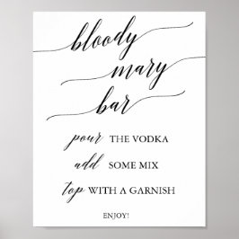 Elegant Black Calligraphy Bloody Mary Bar Sign Poster