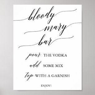 Elegant Black Calligraphy Bloody Mary Bar Sign Poster
