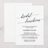 Elegant Black Calligraphy Bridal Luncheon Kaart (Voorkant / Achterkant)