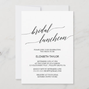 Elegant Black Calligraphy Bridal Luncheon Kaart