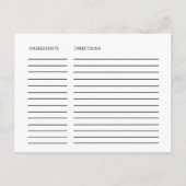 Elegant Black Calligraphy Bridal Recipe Kaarten (Achterkant)