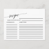 Elegant Black Calligraphy Bridal Recipe Kaarten (Voorkant)