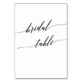 Elegant Black Calligraphy Bridal Table Number Kaart (Achterkant)