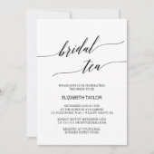 Elegant Black Calligraphy Bridal Tea Kaart (Voorkant)