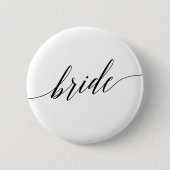Elegant Black Calligraphy Bride Vrijgezellenfeest Ronde Button 5,7 Cm (Voorkant)