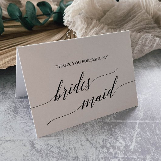 Elegant Black Calligraphy Bridesmaid Bedankkaart