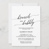 Elegant Black Calligraphy Brunch en Bubble Kaart (Voorkant)