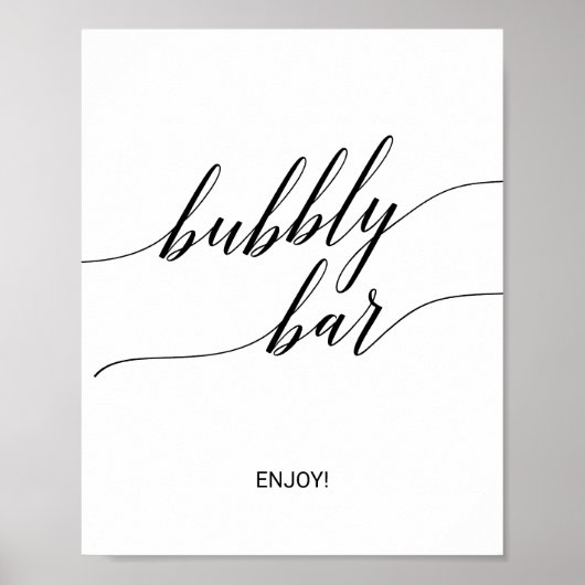 Elegant Black Calligraphy Bubble Bar Sign. Poster (Voorkant)