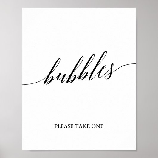 Elegant Black Calligraphy Bubbles Sign Poster (Voorkant)