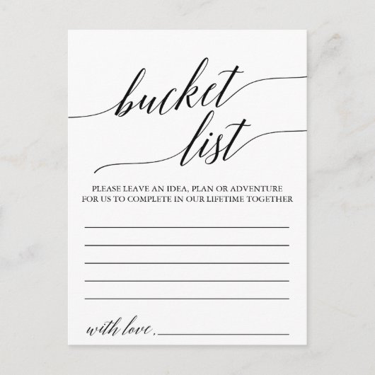 Elegant Black Calligraphy Bucket List Kaarten (Voorkant)
