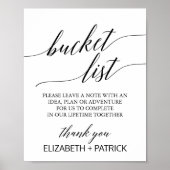 Elegant Black Calligraphy Bucket List Sign Poster (Voorkant)