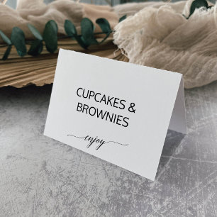 Elegant Black Calligraphy Buffet Food Labels Kaart