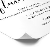 Elegant Black Calligraphy Cake Flavors Sign Poster (Hoek)
