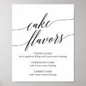 Elegant Black Calligraphy Cake Flavors Sign Poster (Voorkant)