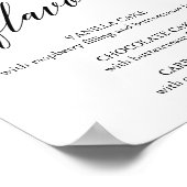 Elegant Black Calligraphy Cake Flavors Sign Poster (Hoek)