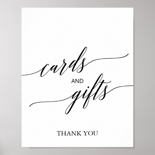 Elegant Black Calligraphy Cards and Gifts Sign Poster (Voorkant)