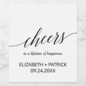 Elegant Black Calligraphy "Cheers" Wine Labels Wijn Etiket (Enkel label)