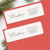 Elegant Black Calligraphy Christmas Return Address Etiket