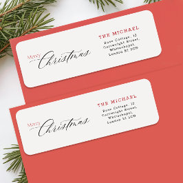 Elegant Black Calligraphy Christmas Return Address Etiket