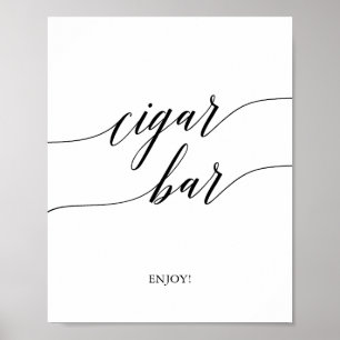 Elegant Black Calligraphy Cigar Bar Sign. Poster