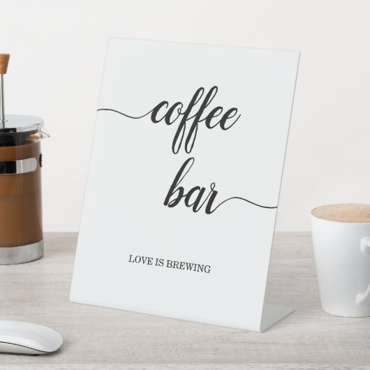 Elegant Black Calligraphy Coffee Bar Reclamebord Met Voetstuk (Insitu)