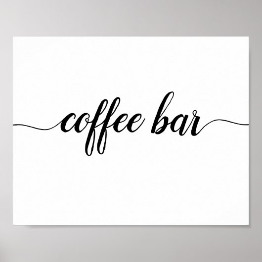 Elegant Black Calligraphy Coffee Bar Sign Poster (Voorkant)
