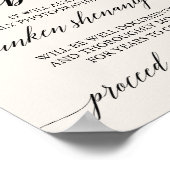 Elegant Black Calligraphy Cream Caution Open Bar Poster (Hoek)